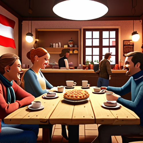 Home 23 **
*Prompt:* A cozy, warmly lit virtual cafe scene inside a metaverse. Avatars of diverse appearances are chatting and laughing around tables. Focus on the expressions of connection and support. Include a detail referencing Polish culture, such as a virtual "szarlotka" (apple pie) on one of the tables or a subtle "Polska" flag hanging in the background. Style: Warm, inviting, slightly stylized, with a focus on emotional connection.
**
