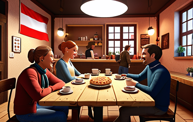 **
*Prompt:* A cozy, warmly lit virtual cafe scene inside a metaverse. Avatars of diverse appearances are chatting and laughing around tables. Focus on the expressions of connection and support. Include a detail referencing Polish culture, such as a virtual "szarlotka" (apple pie) on one of the tables or a subtle "Polska" flag hanging in the background. Style: Warm, inviting, slightly stylized, with a focus on emotional connection.
**
